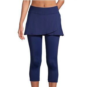 Lands’ End Navy Blue Skirted Swim Capri Leggings